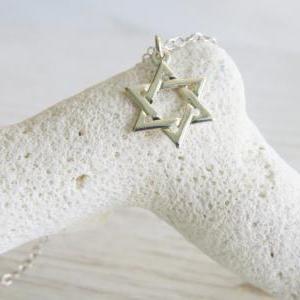Silver Star Of David Necklace - Sterling Silver..