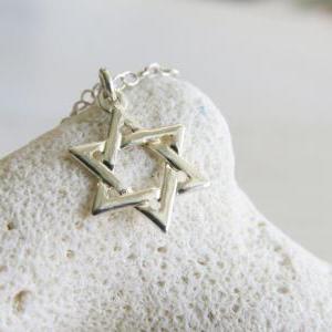 Silver Star Of David Necklace - Sterling Silver..