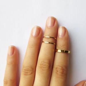 Gold Knuckle Rings - Gold Stacking Rings, Thin..