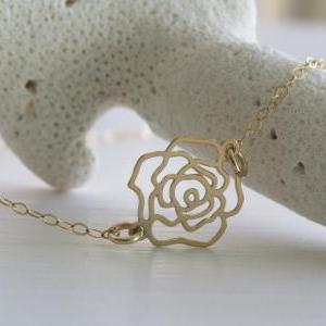 Gold Necklace - Delicate Flower Necklace -..