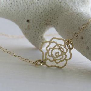 Gold Necklace - Delicate Flower Necklace -..