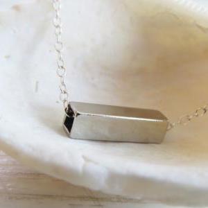 Silver Bar Necklace, Geometric Necklace, Small Bar..