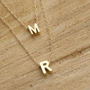 Gold personalized necklace, Layered..