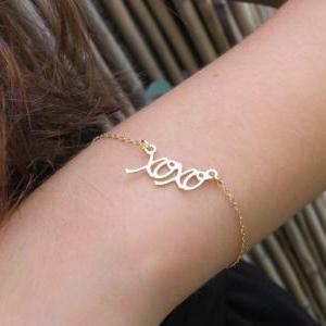 Gold Bracelet - Gold Xoxo Pendant, Friendship..