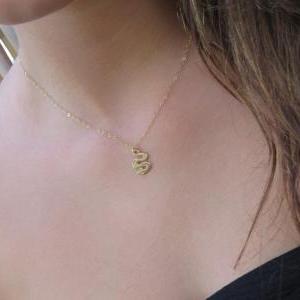 Gold Snake Necklace - Animal Necklace, Gold..