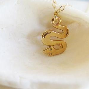 Gold Snake Necklace - Animal Necklace, Gold..