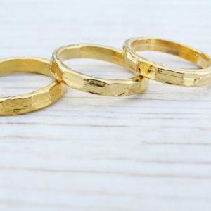 Hammered Rings - Gold Stacking Rings, Gold Shiny..