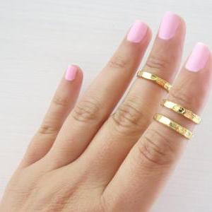 Hammered Rings - Gold Stacking Rings, Gold Shiny..