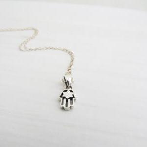 Silver Hand Necklace, Silver Necklace, Little Star..