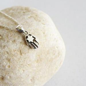 Silver Hand Necklace, Silver Necklace, Little Star..