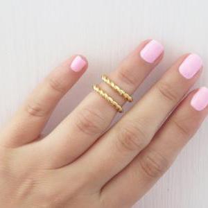 Gold Stacking Rings - Gold Ring, Twist Ring, Thin..