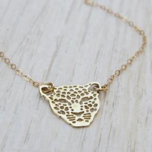 Gold Necklace, Goldfilled Tiger Necklace, Modern..