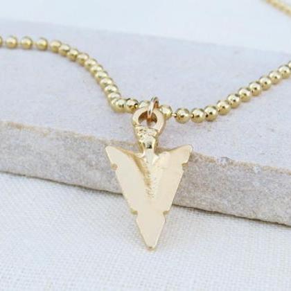 Gold Long Necklace, Gold Arrowhead Necklace, Gold..
