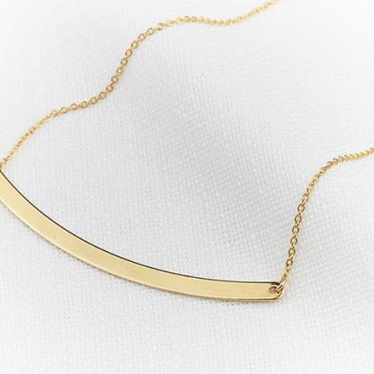 Curved Bar Necklace, Statement Necklace, Gold..