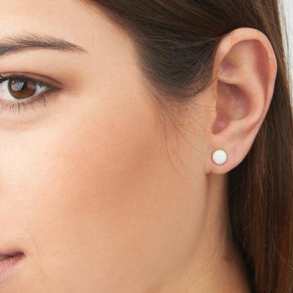 Opal Stud Earrings, Gold Stud Earrings, October..