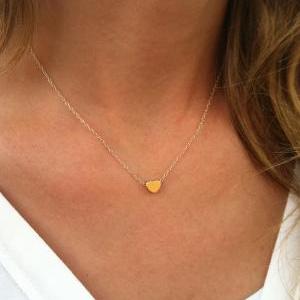 Gold Necklace - Tiny Heart Necklace, Small Heart..