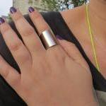 Silver ring - Wide band ring, Adjus..