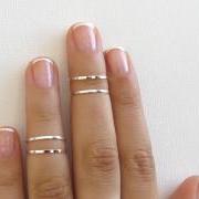 Silver Knuckle Rings - Silver Stacking rings, Thin silver shiny bands, Set of 4 stack midi rings, Wire ring, Silver accessories