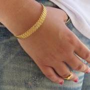 Gold bracelet ,Gold bangle, Gold cuff bracelet, Bangle bracelet, Stacking bangle, Gold filigree bracelet, Bridal Bracelet, Band Bracelet