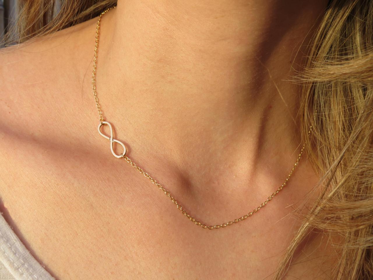 Gold Infinity Necklace - Tiny Infinity Necklace, Bridesmaids Gift