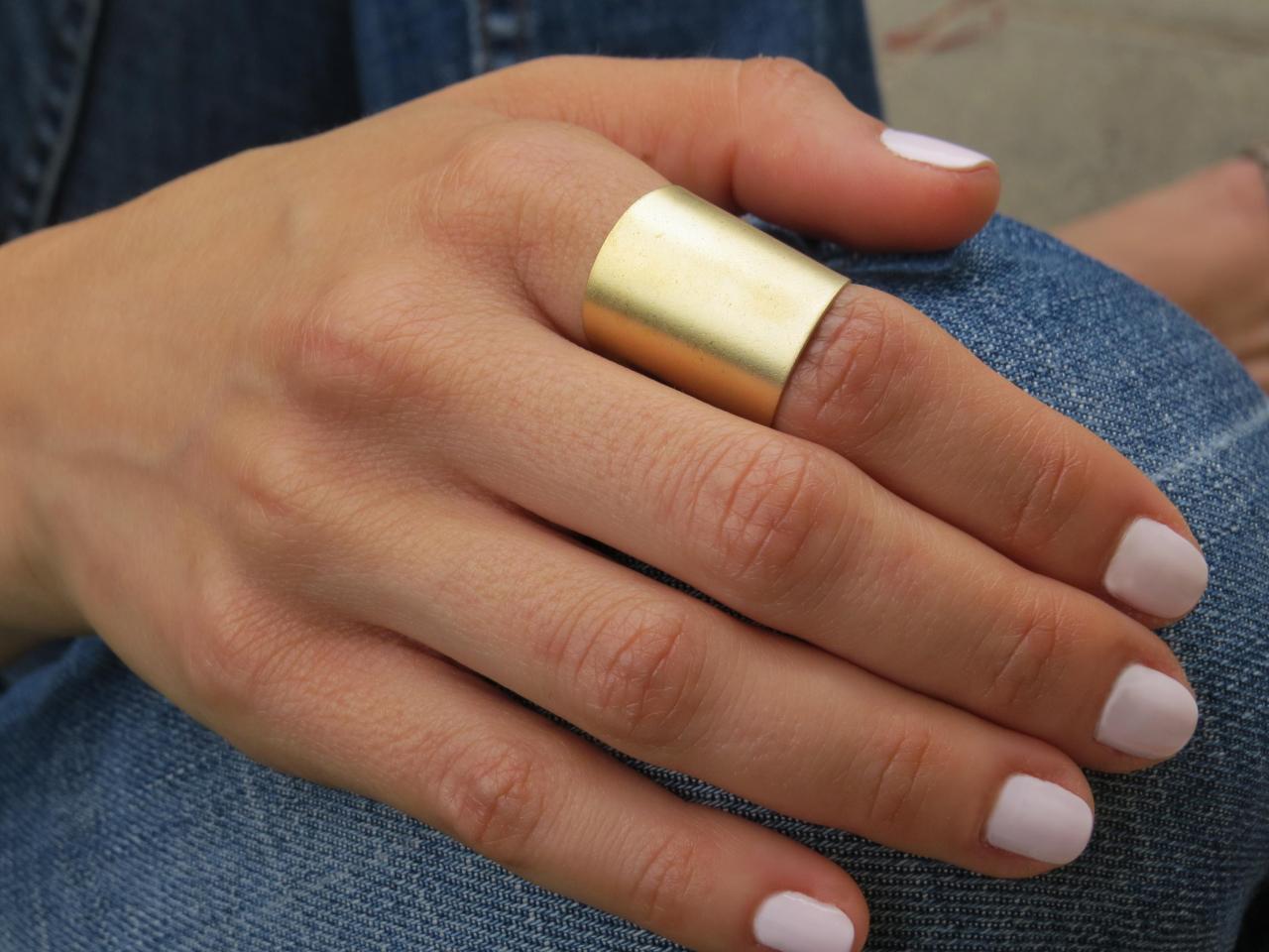 Gold ring - Wide band ring, Adjustable ring, Tube ring, Simple big ring, Statement ring, Gold accessories, Gold jewelry