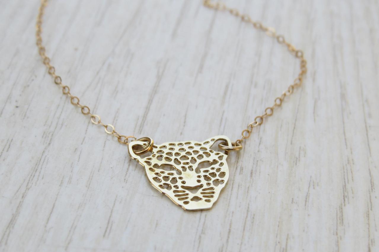 Gold Necklace, Goldfilled Tiger Necklace, Modern Necklace, Gold Tiger, Charm Necklace, Unique Necklace, Gold Jewelry, Gift For Her