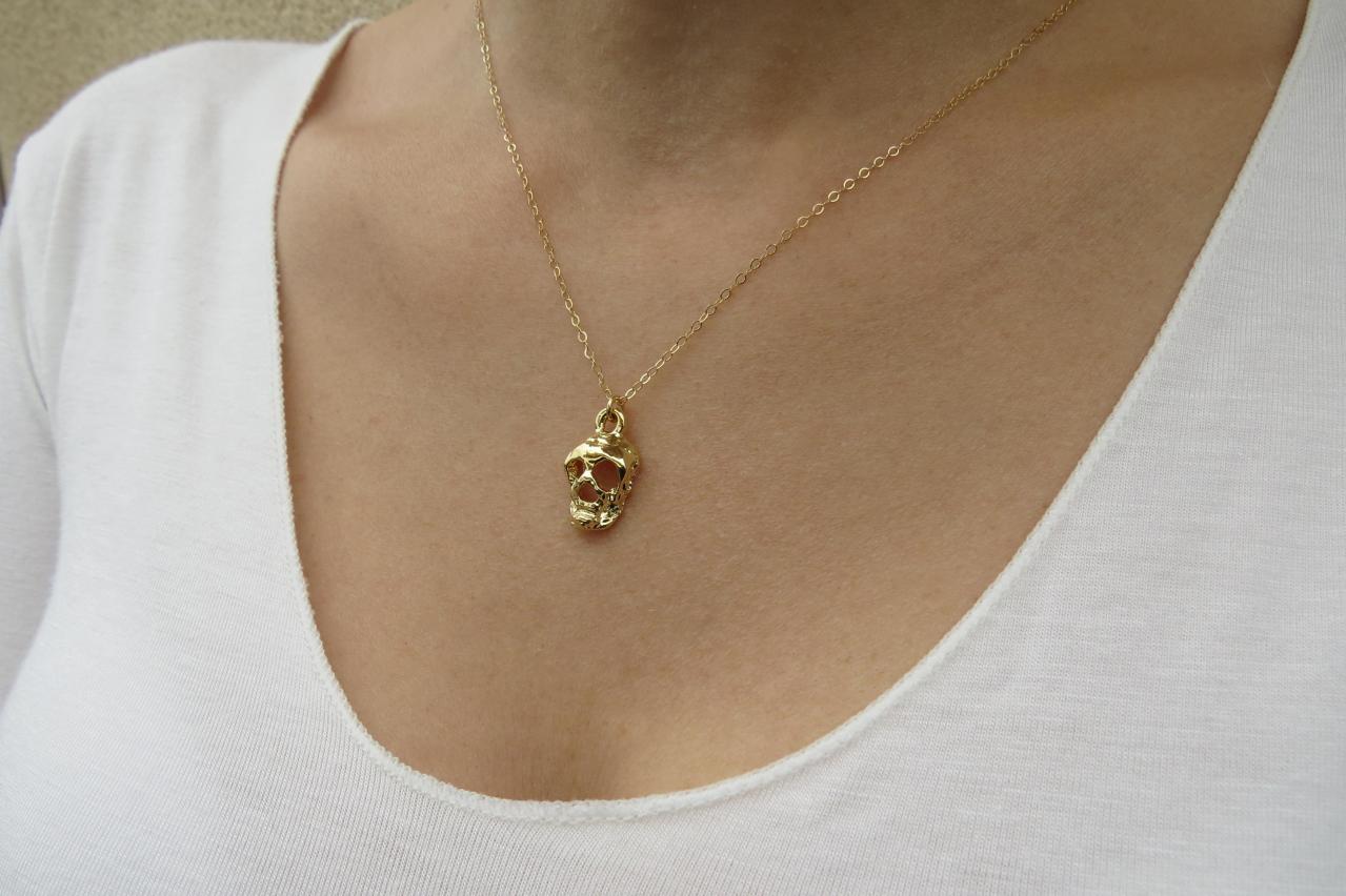 Gold Necklace, Skull Necklace, Everyday Jewelry, Gold Skull, Gift For Her, Skull Jewelry, Trending Jewelry, Simple Gold Necklace