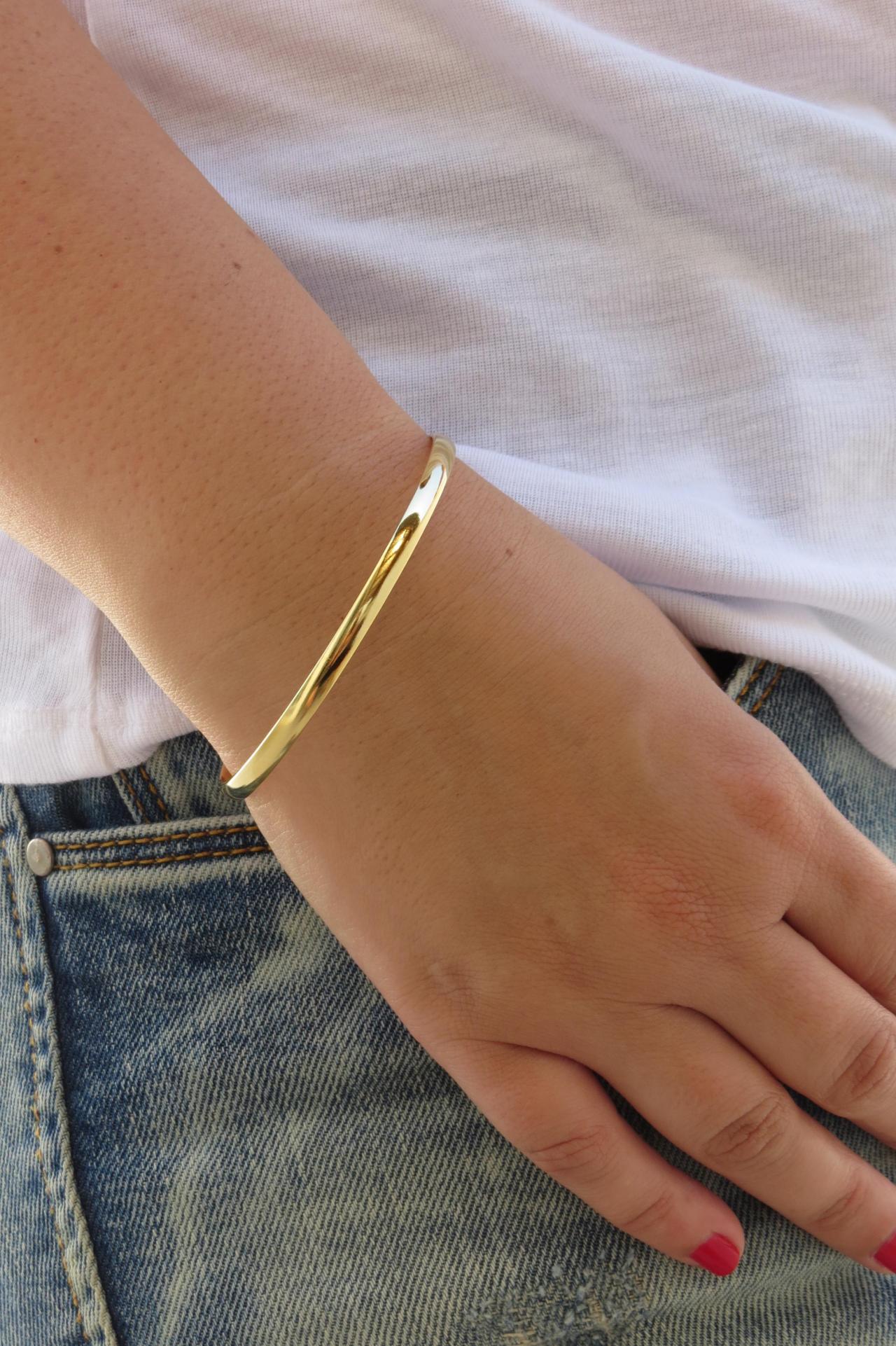 Gold Bracelet, Gold Bangle, Simple Bangle Bracelet, Shiny Stacking Bangle, Bridal Bracelet, Band Bracelet, Gold Accessory, Gift For Her