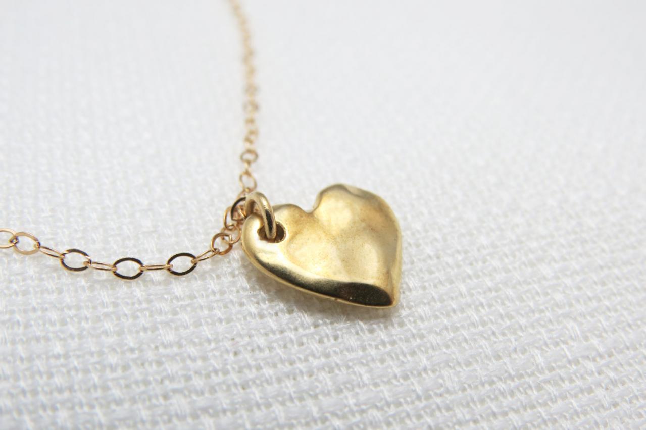 Gold Necklace - Gold Heart Necklace, Dainty Gold Necklace, Small Heart Necklace, Simple Gold Heart Necklace, Gold Jewelry