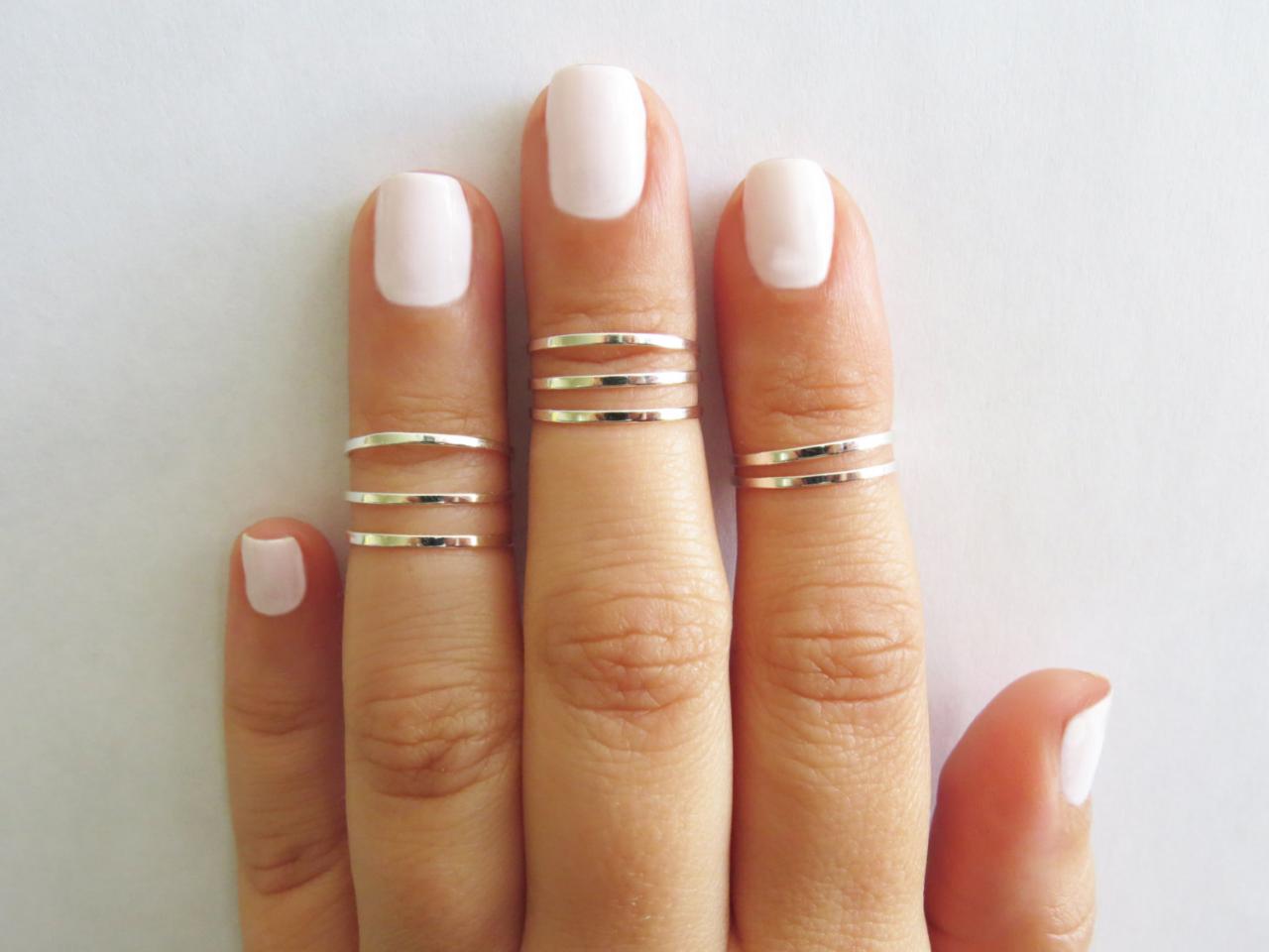 8 Above The Knuckle Rings - Silver Stacking Ring, Knuckle Ring, Thin ...