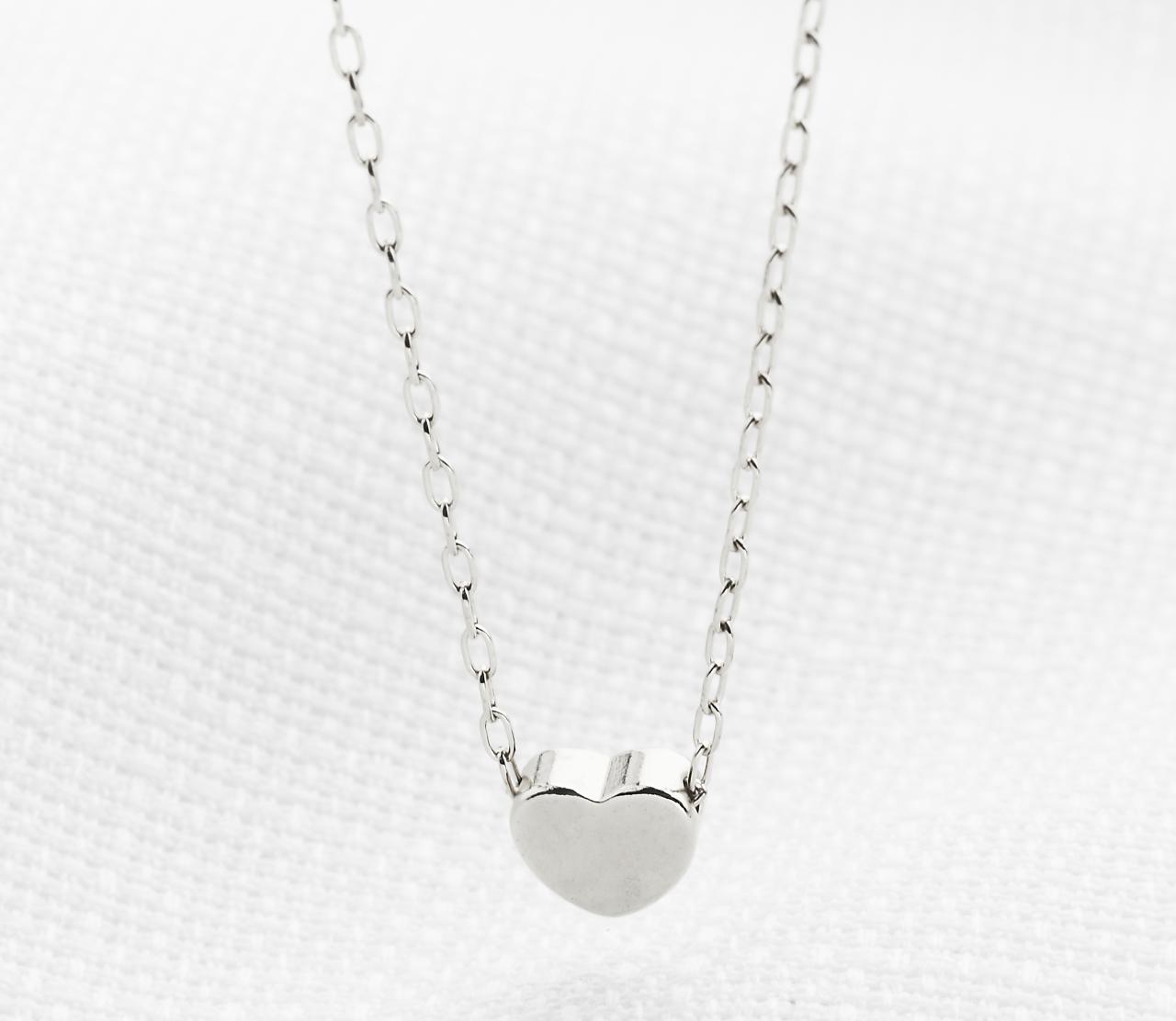 Silver Necklace - Tiny Heart Necklace, Simple Small Heart Necklace, Little Silver Heart, Silver Jewelry