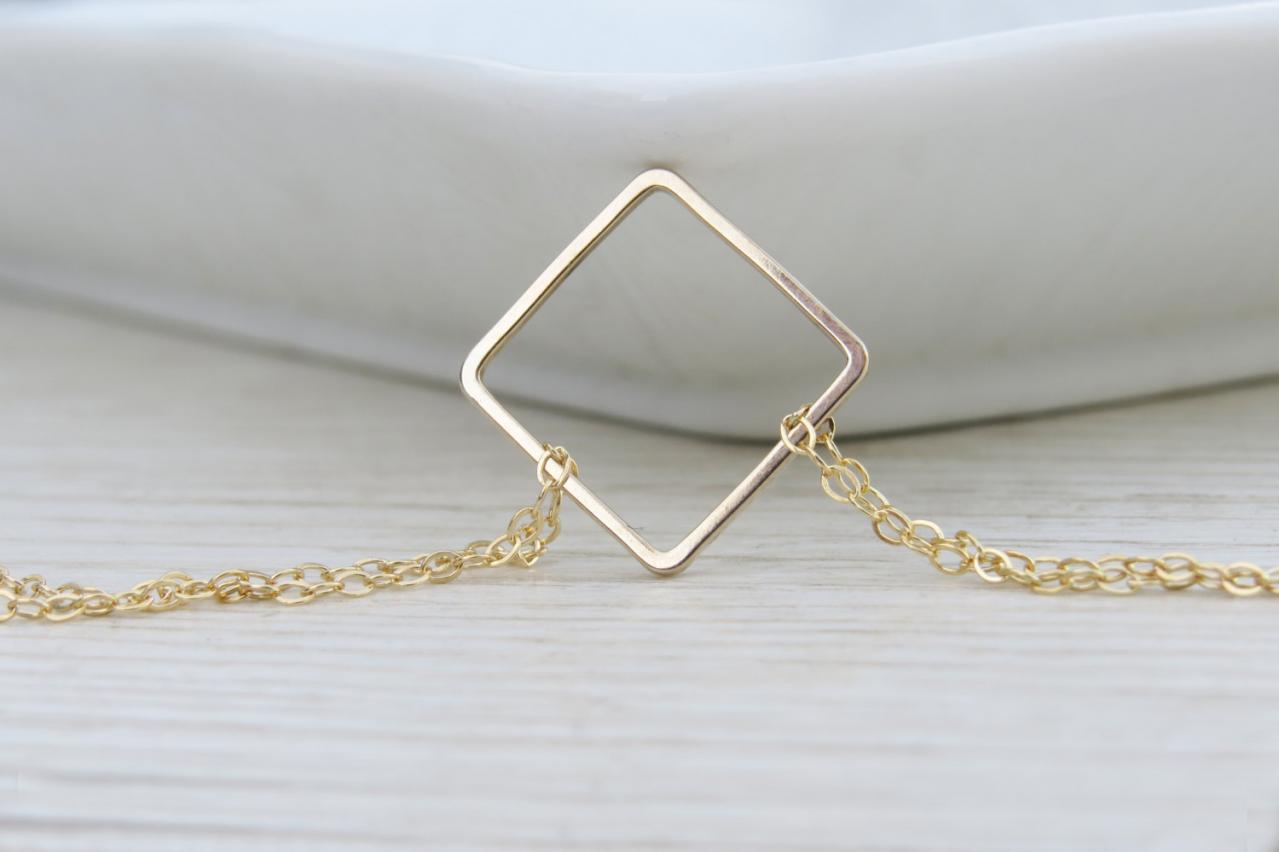 Square Bracelet - Gold Bracelet, Simple Bracelet, Everyday Bracelet, Delicate Gold Bracelet, Geometric Gold Bracelet, Modern Bracelet