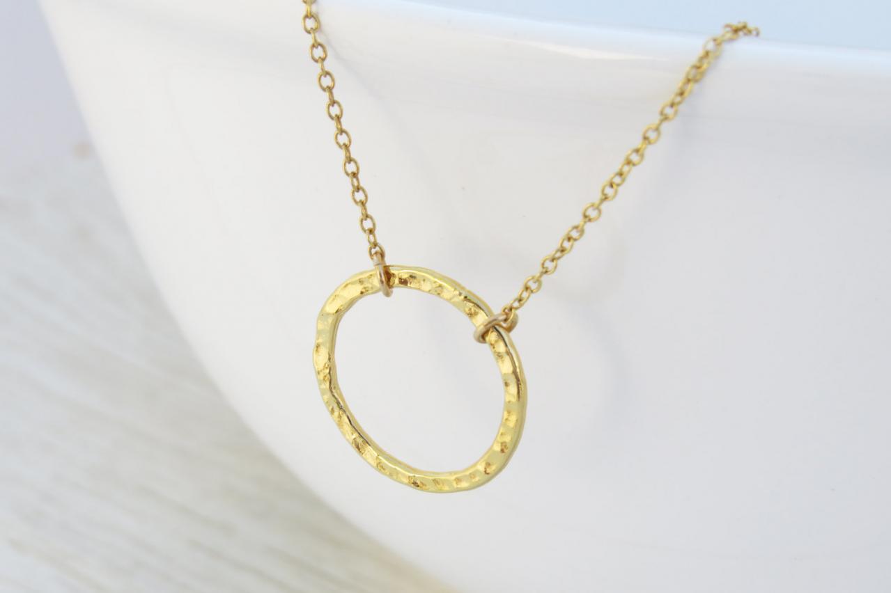 Gold Circle Necklace - Simple Gold Necklace, Gold Eternity Necklace, Ring Necklace, Dainty Gold Necklace, Mothers Gift, Delicate Necklace