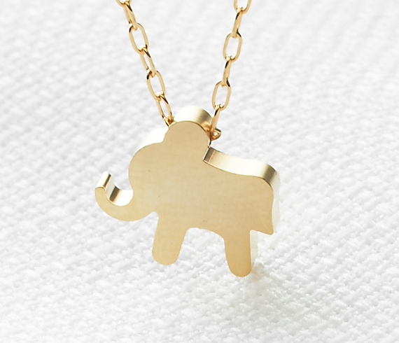 Gold Necklace, Gold Elephant Necklace, Goldfilled Chain With Elephant Charm, Tiny Gold Elephant, Delicate Gold Jewelry, Gift For Her