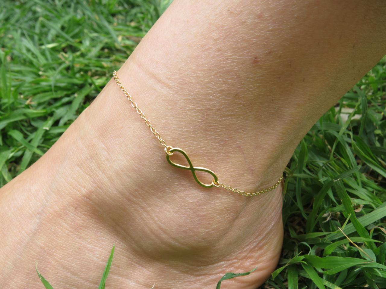Anklet Bracelet, Gold Ankle, Infinity Anklet, Delicate Gold Anklet, Gold Infinity Bracelet, Everyday Jewelry, Charm Anklet