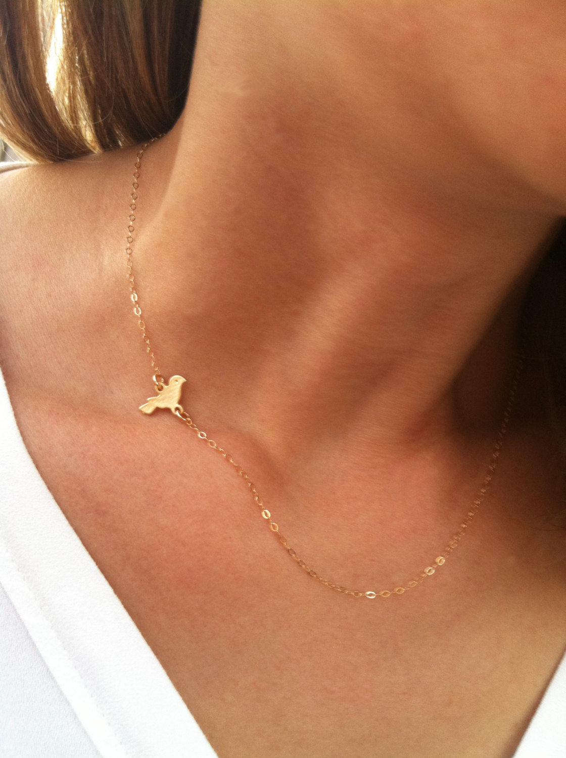 Gold Necklace, Tiny Bird Necklace, Bird Charm, Baby Shower Gift, Delicate Goldfilled Necklace, Everyday Necklace, Gold Jewelry, Mother Gift