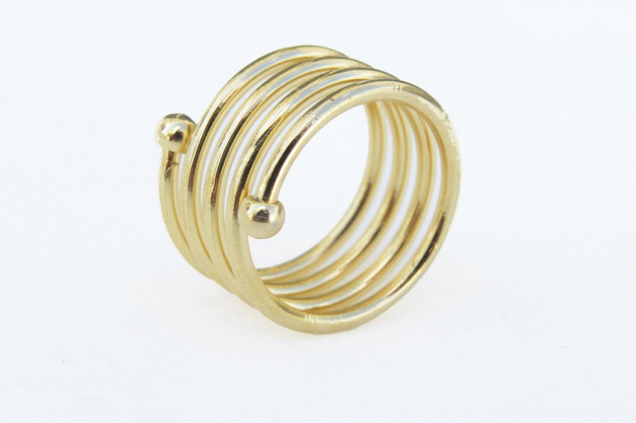 Gold Ring - Spiral Ring, Wide Ring, Spiral Band Ring, Everyday Ring, Statement Ring, Gold Accessories,gold Jewelry