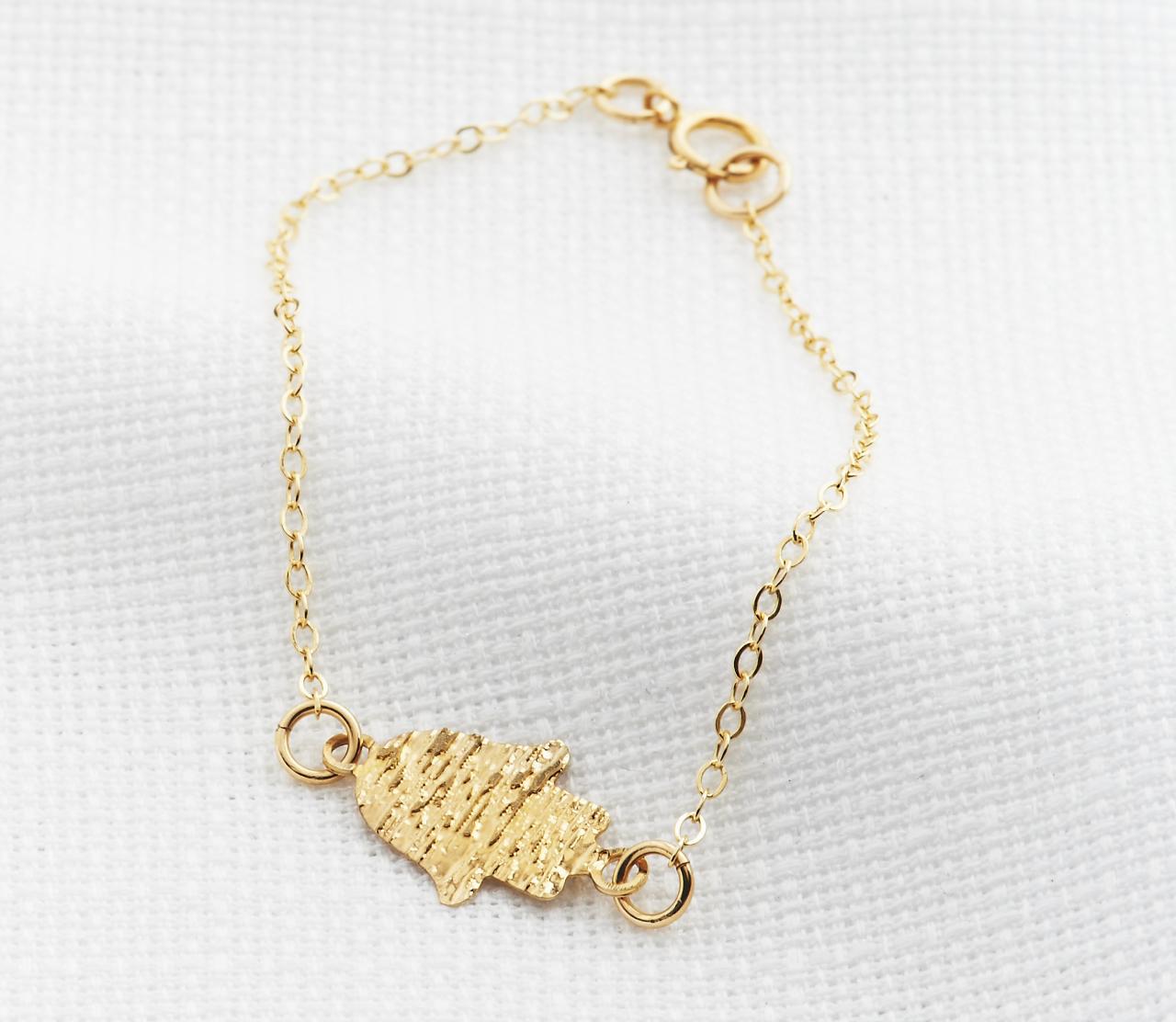 Gold Hand Bracelet - Gold Hamsa Bracelet, Dainty Gold Bracelet, Gold Sideways Hamsa Bracelet, Good Luck, Faith Jewelry, Gold Jewelry