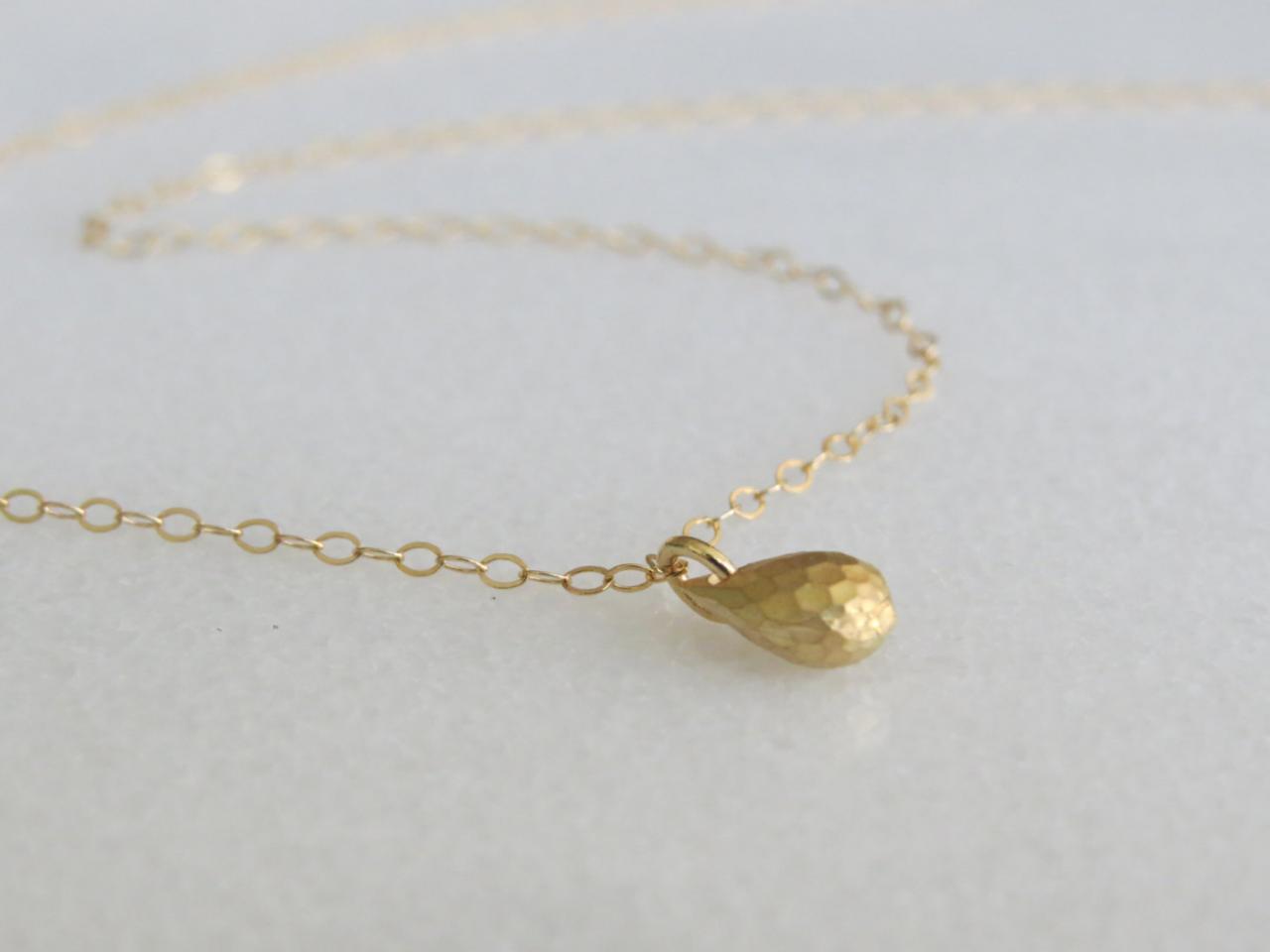 Gold Necklace - Tiny Drop Necklace, Gold Drop Necklace, Simple Small Drop Necklace, Gold Jewelry, Dainty Gold Necklace