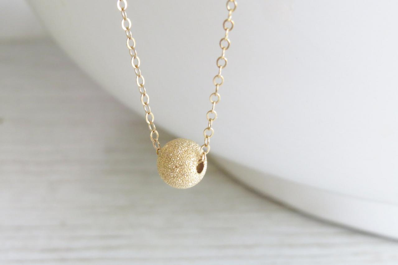 Dainty Gold Necklace Gold Ball Necklace, Gold Dot Necklace