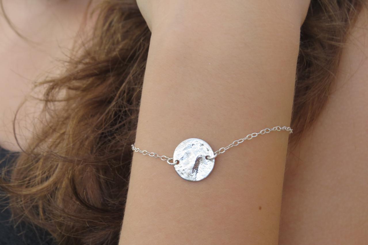 Silver Disc Bracelet - Dainty Silver Bracelet, Minimalist Bracelet, Tiny Everyday Silver Bracelet, Silver Jewelry, Simple Silver Bracelet