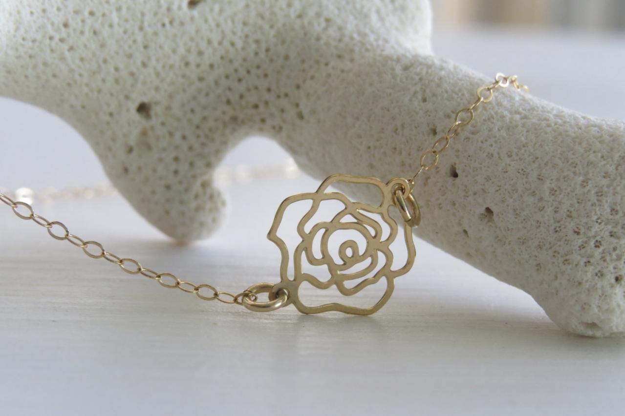 Gold Necklace - Delicate Flower Necklace - Goldfilled Flower Necklace - Thin Flower - Flower Pendant - Tiny Flower
