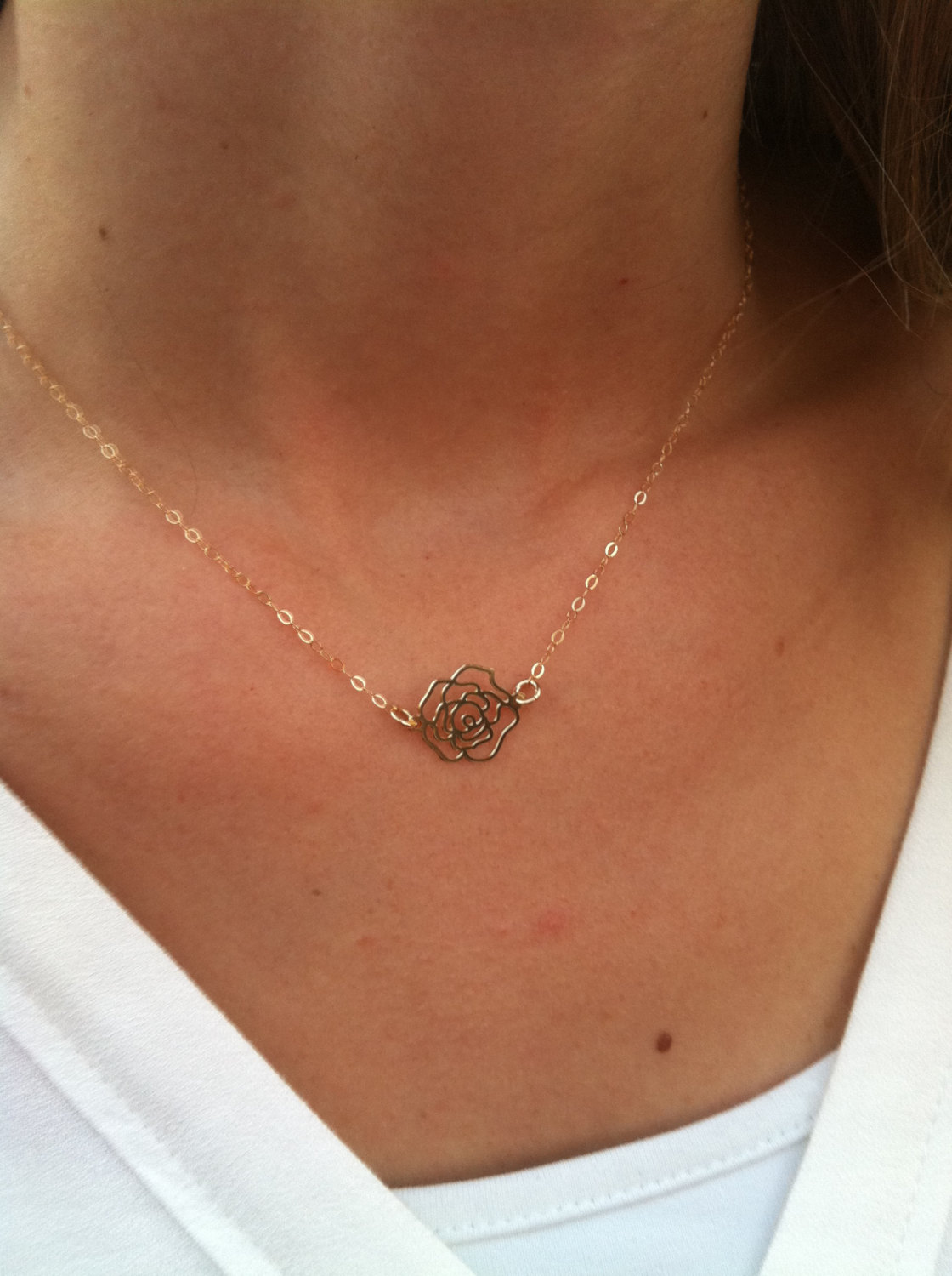 Gold Necklace Delicate Flower Necklace Goldfilled Flower Necklace