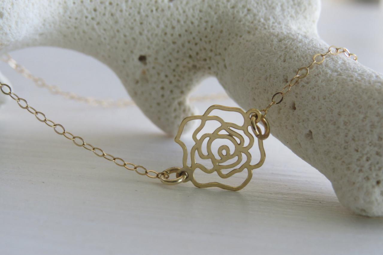 Gold Necklace Delicate Flower Necklace Goldfilled Flower Necklace