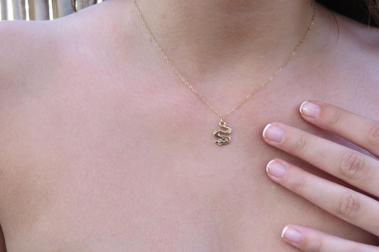 Gold Snake Necklace - Animal Necklace, Gold Jewelry, Snake Pendant, Simple Necklace, Minimalist Gold Necklace