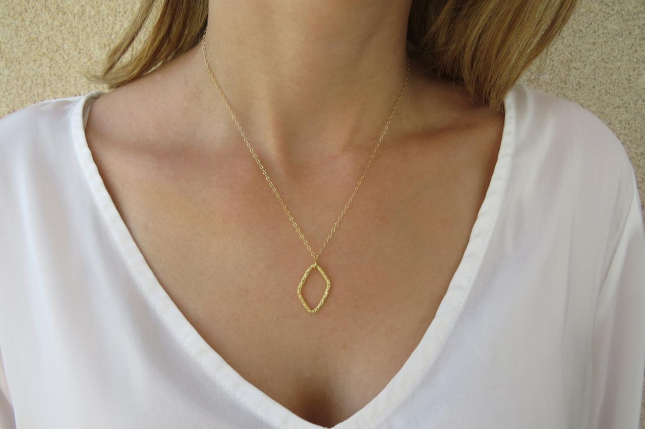 Gold Necklace, Square Necklace, Oval Necklace, Geometric Necklace, Bridesmaid Necklace, Charm Necklace, Jewelry Gift, Dainty Jewelry