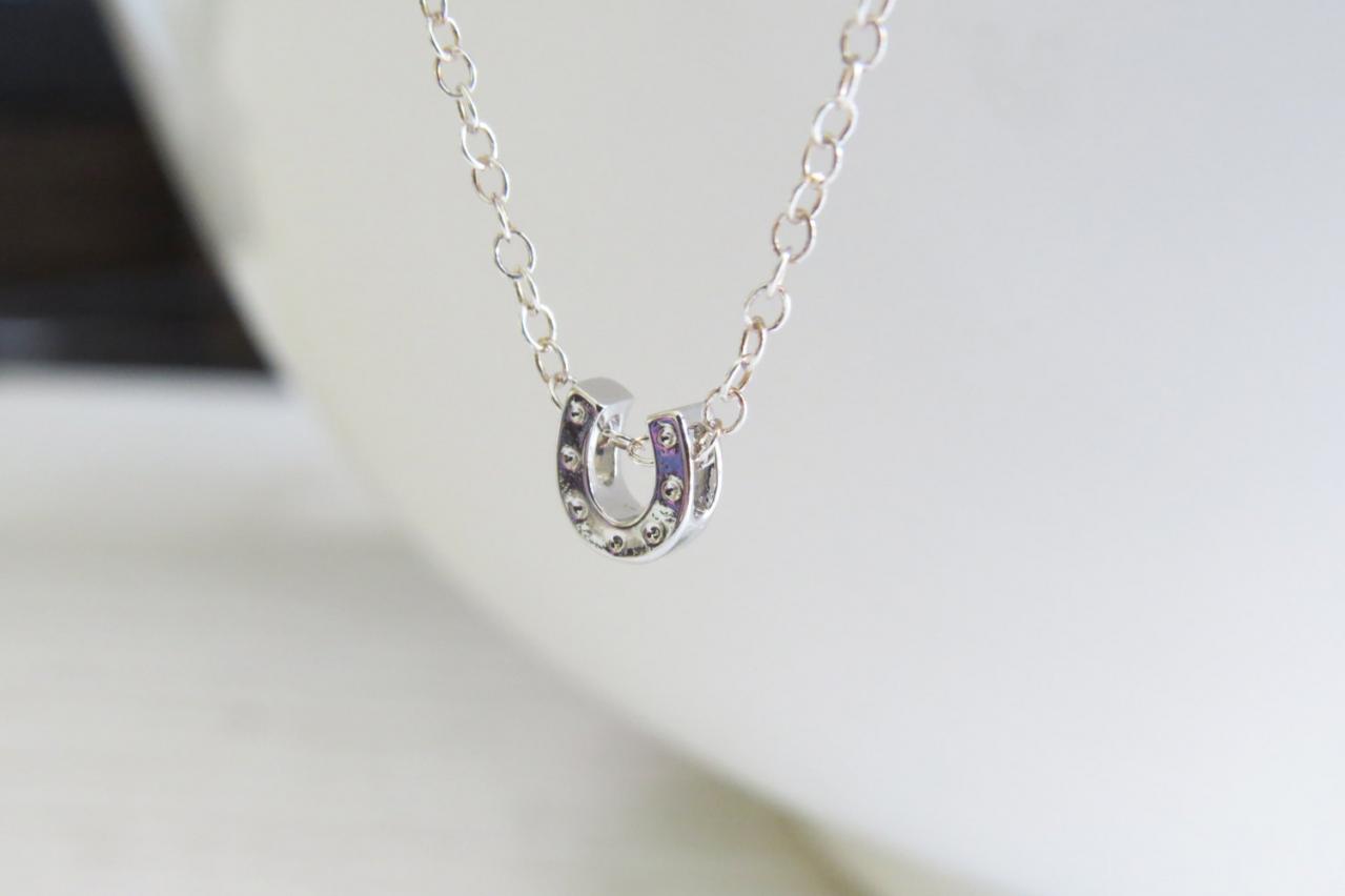 Silver Necklace - Tiny Horseshoe Necklace, Charm Necklace, Lucky Silver Horseshoe Necklace, Silver Jewelry, Dainty Silver Necklace