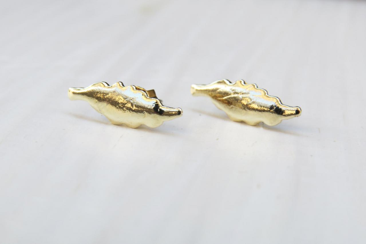 Gold Earrings - Gold Leaf Earrings, Small Stud Earrings, Goldfilled Leaf Studs, Gold Leaf Earrings, Post Earrings, Simple Gold Earrings