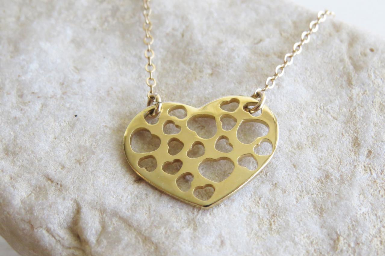 Gold Necklace - Gold Heart Necklace, Simple Gold Necklace, Delicate Necklace, Mothers Gift, Gold Jewelry, Everyday Gold Necklace