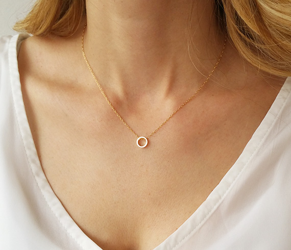 Dotted Gold Chain Necklace Layering Gold Necklace Minimalist 